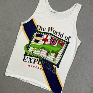 Vintage Manzanillo Colima Mexico iguana animal tank top